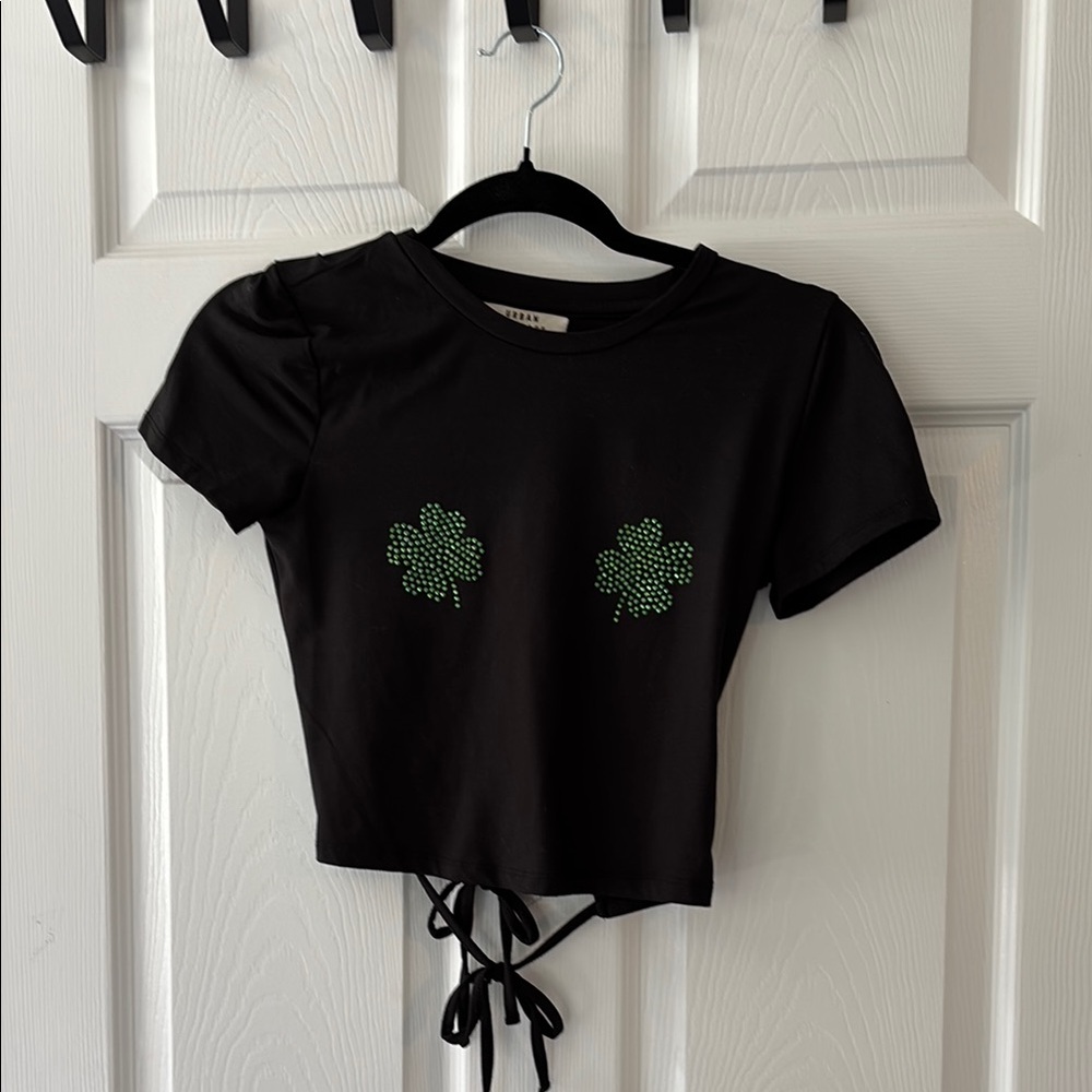 Black Clover Embellished Crop Top
